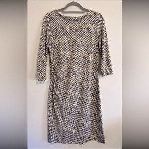 J. McLaughlin Sage Dress L Large Ruched Bainbridge Cloth